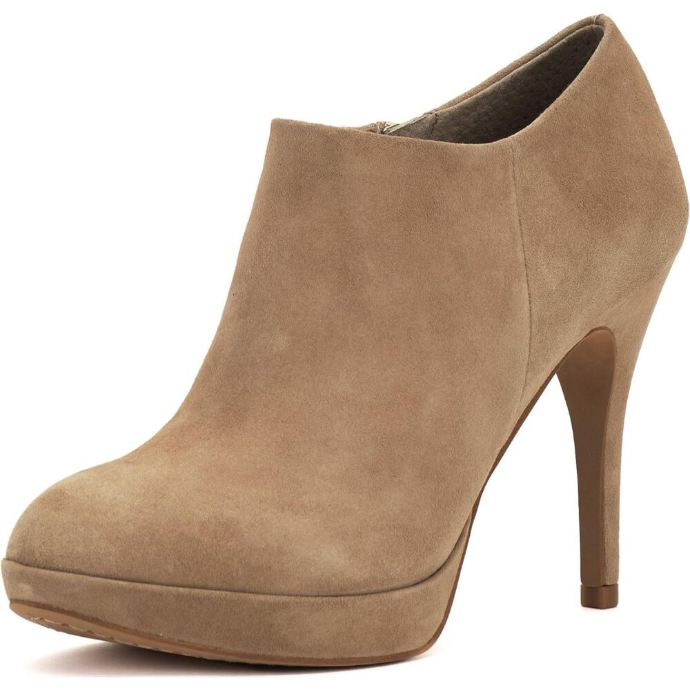 Vince Camuto Taupe Suede Platform Ankle Booties
